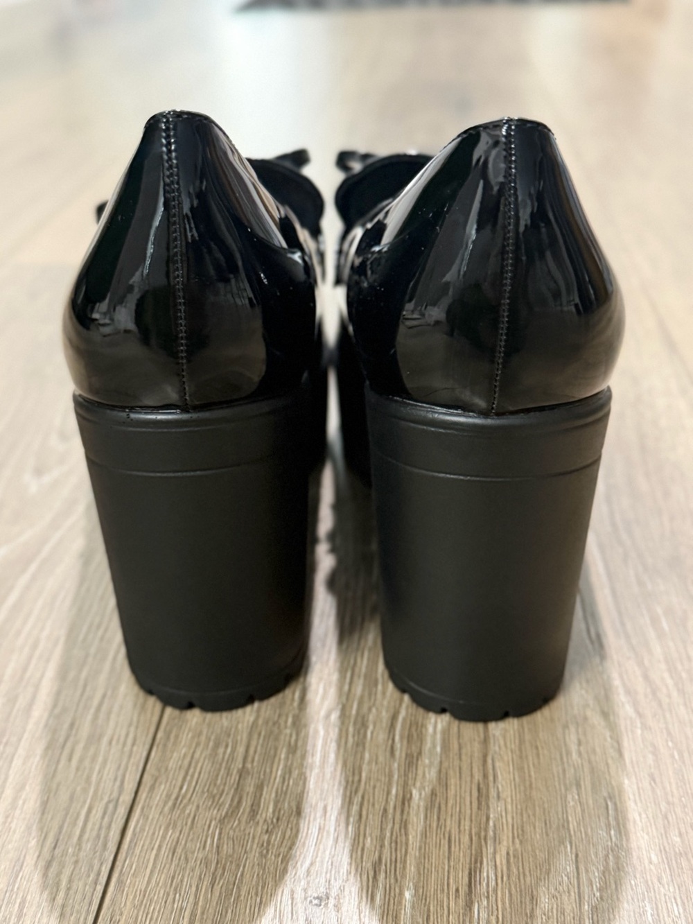 Platform Chunky Heel Loafer - Black Patent - Picture 5 of 7